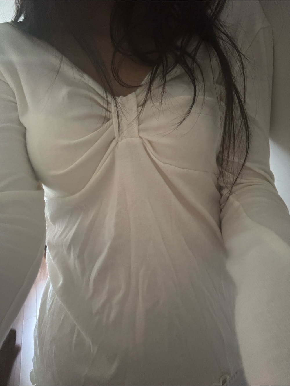 coquette cream babydoll long sleeve top